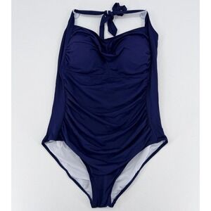 Tempt Me Plus‎ Size 20W Navy One Piece Swimsuit Tummy Control NWT
